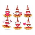 Red confetti trumpet cartoon character with love cute emoticon