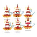Red confetti trumpet cartoon designs as a cute angel character Royalty Free Stock Photo