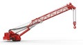 A red construction crane with an extended arm and large hook on a white background. The crane Royalty Free Stock Photo