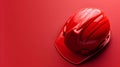 Red Construction Helmet on Solid Background with Copyspace for Safety Industry Web Banner Royalty Free Stock Photo