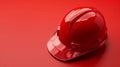 Red Construction Helmet on Solid Background with Copyspace for Safety Industry Web Banner Royalty Free Stock Photo