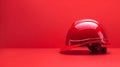 Red Construction Helmet on Solid Background with Copyspace for Safety Industry Web Banner Royalty Free Stock Photo