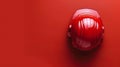 Red Construction Helmet on Solid Background with Copyspace for Safety Industry Web Banner Royalty Free Stock Photo