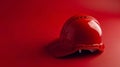 Red Construction Helmet on Solid Background with Copyspace for Safety Industry Web Banner Royalty Free Stock Photo