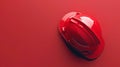 Red Construction Helmet on Solid Background with Copyspace for Safety Industry Web Banner Royalty Free Stock Photo