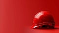 Red Construction Helmet on Solid Background with Copyspace for Safety Industry Web Banner Royalty Free Stock Photo