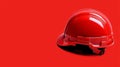 Red Construction Helmet on Solid Background with Copyspace for Safety Industry Web Banner Royalty Free Stock Photo