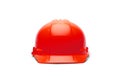 Red Construction Safety Hard Hat Facing Forward Isolated on White Ready for Your Logo with Transparent PNG Option. Royalty Free Stock Photo