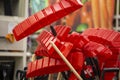 Red construction shovel on the shelf Royalty Free Stock Photo