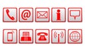 Red contact icons - vector