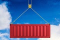 Red container hanging