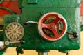 Red controls of the Universal old and green Milling Machine Royalty Free Stock Photo