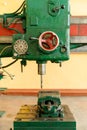 Red controls of the Universal old and green Milling Machine Royalty Free Stock Photo