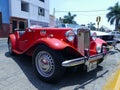 Red convertible MG TA Roadster Midget in Lima Royalty Free Stock Photo