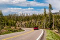 Red convertible sport car on highway