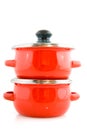 Red cooking pots Royalty Free Stock Photo