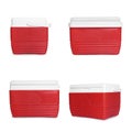 Red cool box isolated on white, collage Royalty Free Stock Photo