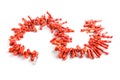 Red coral beads isolated on white background Royalty Free Stock Photo