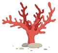 Red coral branch icon. Reef wildlife symbol