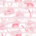 Red coral and marine rope seamless vector print