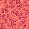 Red coral roses floral texture seamless vector background