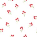 Red Corn Poppy Seamless on White Background