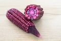 Red corn on wooden on the table Royalty Free Stock Photo