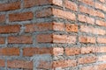 Red corner brick wall architecture design pattern for exterior. Abstract background vuilding angle perspective structure surface
