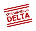 CORONAVIRUS DELTA Red Grunge Stamp Seal with Double Lines