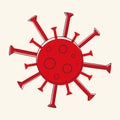 Red coronavirus doodle vector isolated on a light background, covid-19 virus illustration