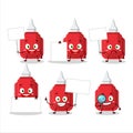 Red correction pen cartoon character bring information board Royalty Free Stock Photo