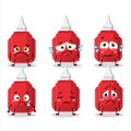 Red correction pen cartoon character with sad expression Royalty Free Stock Photo