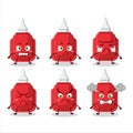 Red correction pen cartoon character with various angry expressions