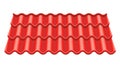 Red Corrugated Tile Vector. Element Of Roof. Ceramic Tiles. Fragment Of Roof Illustration. Royalty Free Stock Photo