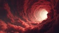 Red Cosmic Vortex Surrounded by Exploding Clouds Royalty Free Stock Photo