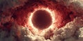 Red Cosmic Vortex Surrounded by Exploding Clouds Royalty Free Stock Photo