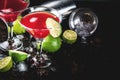 Red cosmopolitan cocktail with lime Royalty Free Stock Photo