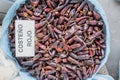 Red Costeno Chili in a pile ready for sale