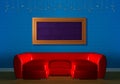 Red couch with empry frame Royalty Free Stock Photo