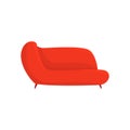 Red couch, living room or office interior, furniture for relaxation cartoon vector Illustration Royalty Free Stock Photo