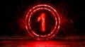 Red countdown timer showing one on dark background with falling particles Royalty Free Stock Photo