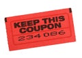 Red coupon ticket