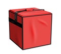 Red courier delivery bag. Waterproofing thermal container refrigerator for fresh food shipping Royalty Free Stock Photo