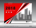 Red Cover calendar 2018 template, book cover Royalty Free Stock Photo