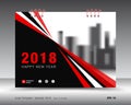 Red Cover calendar 2018 template, poster layout Royalty Free Stock Photo