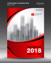 Red Cover Desk calendar 2018 year Layout template vector, Size 6 Royalty Free Stock Photo