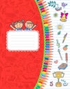 Red cover school notebook in stripes