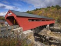 Red covered bridge entrance Royalty Free Stock Photo
