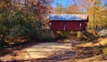 Red Covered Bridge in Fall Royalty Free Stock Photo