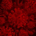 Red Covid-19 virus cells background.